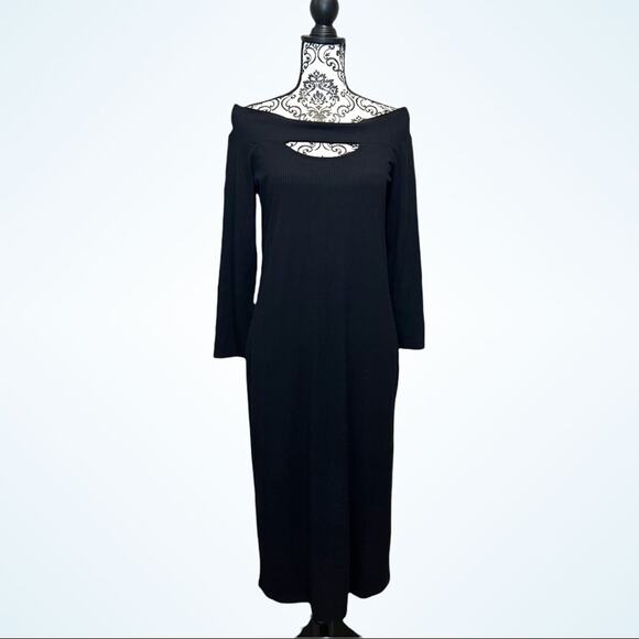 Maurice’s Black Ribbed Midi Dress size M - Picture 1 of 12